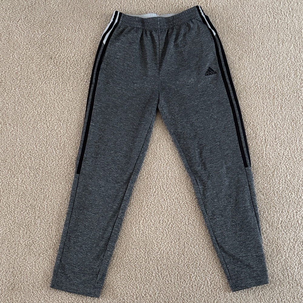 Adidas Kids Charcoal Joggers with Black Stripes